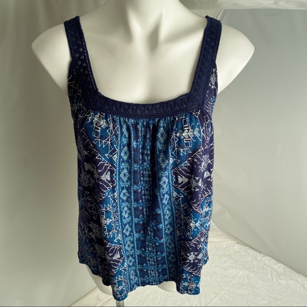 Lucky Brand boho multicolor blue teal multicolor drapey tank top M